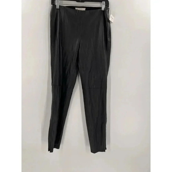 NWT FREE PEOPLE Women Size 6 Black Vegan Leather Side &Ankle Zippers 30"x28" - Picture 1 of 13